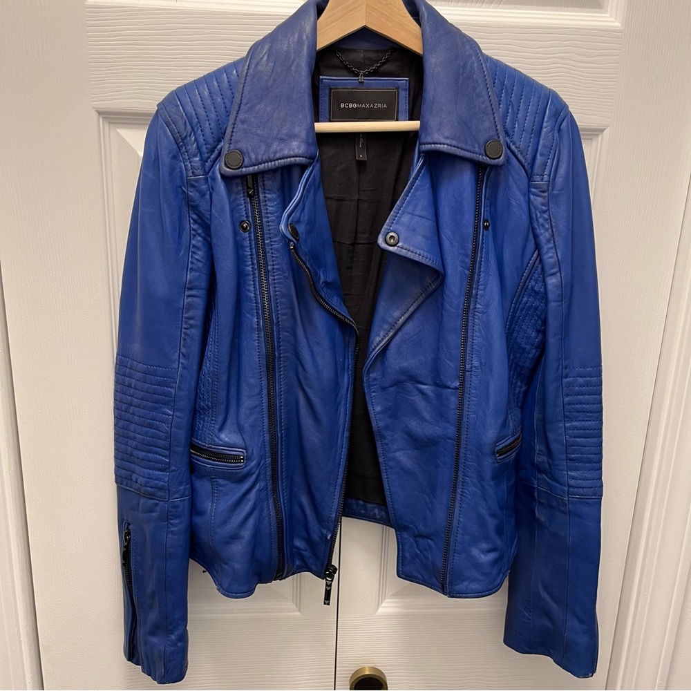 BCBG MaxAzria Distressed Leather Biker Jacket